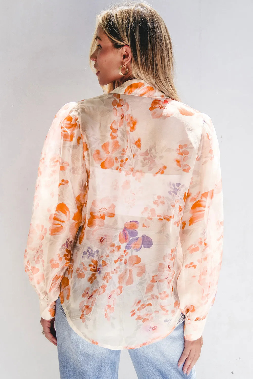 Printed Collared Neck Long Sleeve Shirt