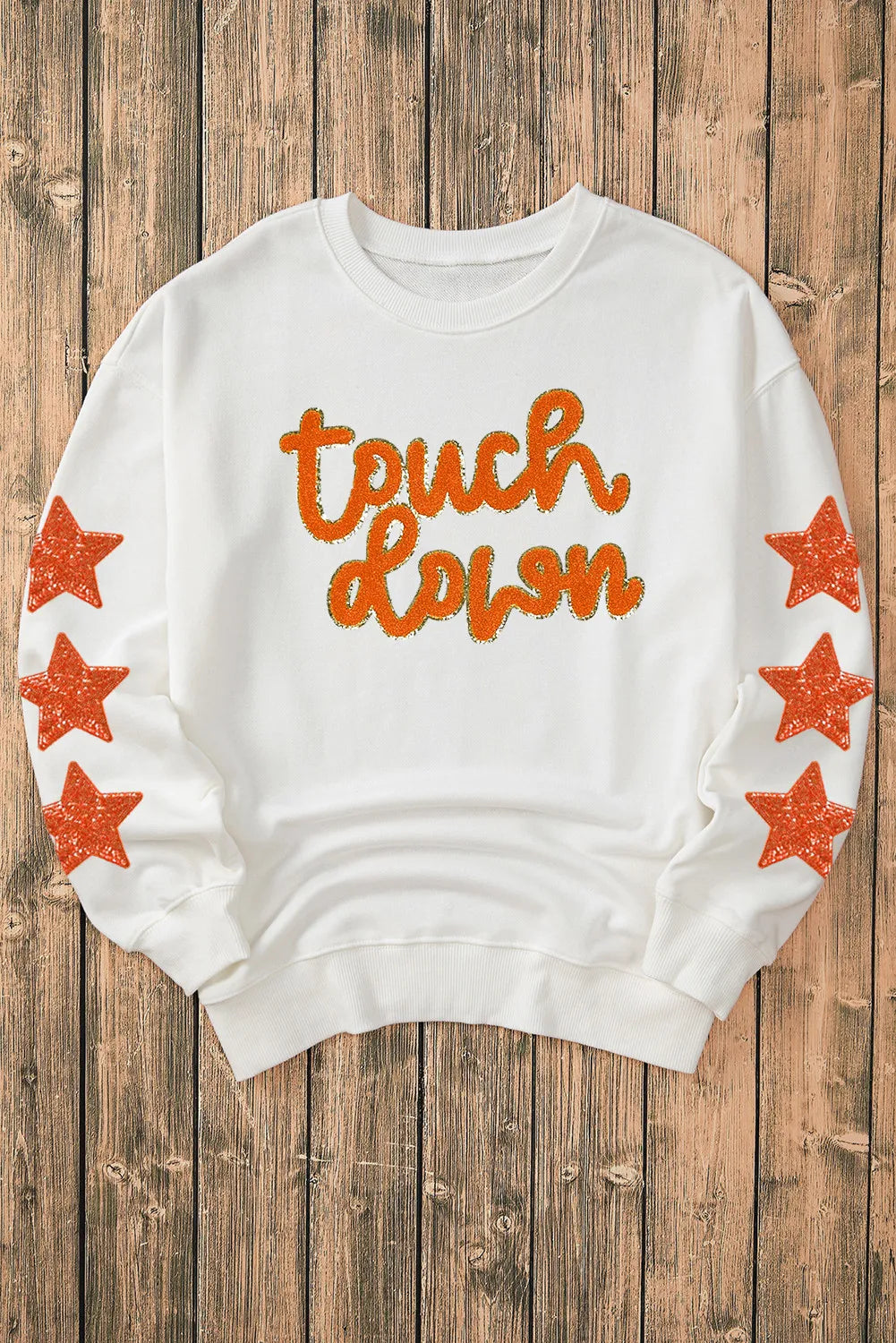 Letter & Star Round Neck Long Sleeve Sweatshirt