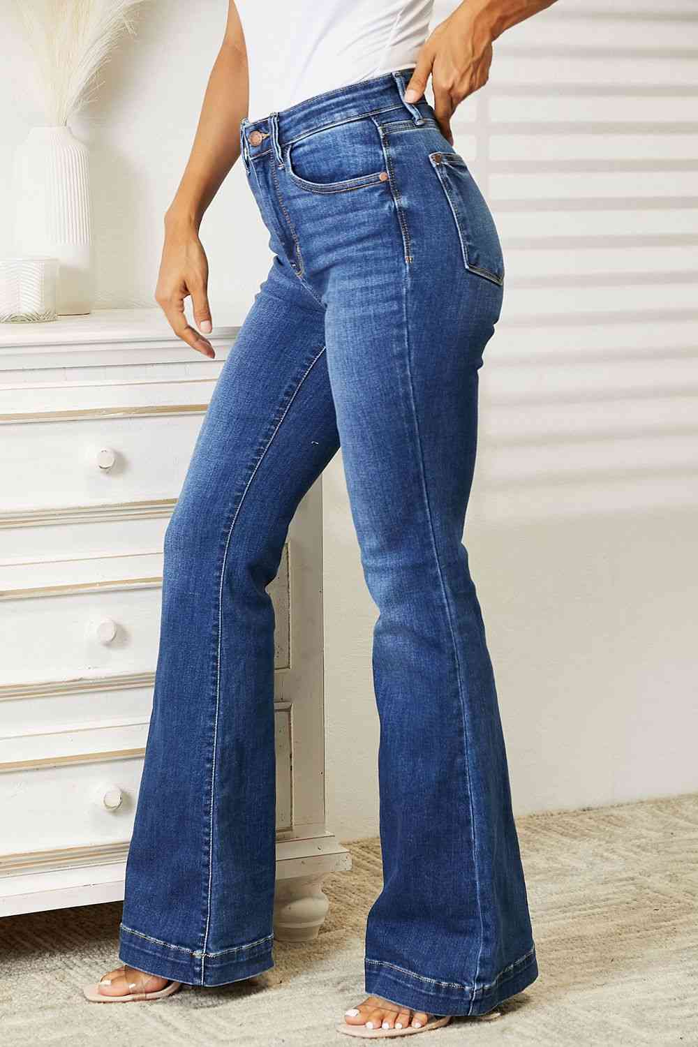 Judy Blue Full Size High Waist Wide Hem Flare Jeans