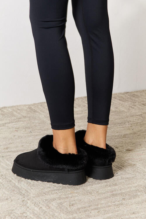 Legend Footwear Furry Chunky Platform Ankle Boots