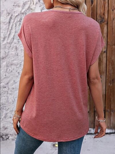 Heathered V-Neck Short Sleeve T-Shirt