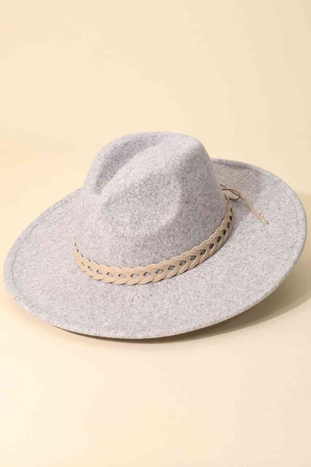 Fame Woven Together Braided Strap Fedora