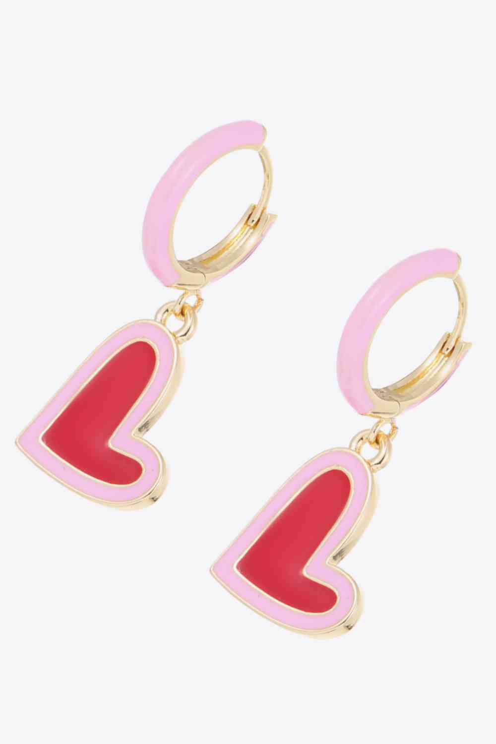 Contrast Heart-Shaped Drop Earrings